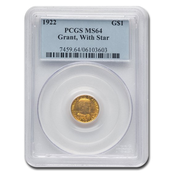 1922 Gold $1.00 Grant w/Star MS-64 PCGS 1922 Gold $1.00 Grant w/Star MS-64 PCGS